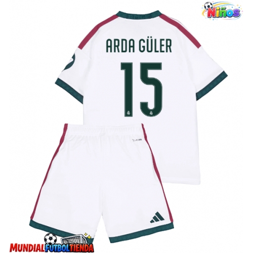 Camiseta Real Madrid Arda Guler #15 Primera Equipación Replica 2026-27 para niños mangas cortas (+ Pantalones cortos)